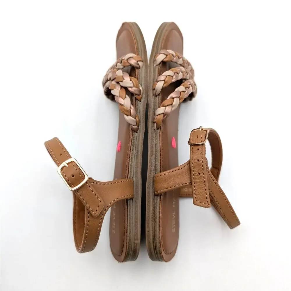 Steve Madden Jgeorjia Ankle Strap Sandals Kids' Cognac Multi Size US2 EU17